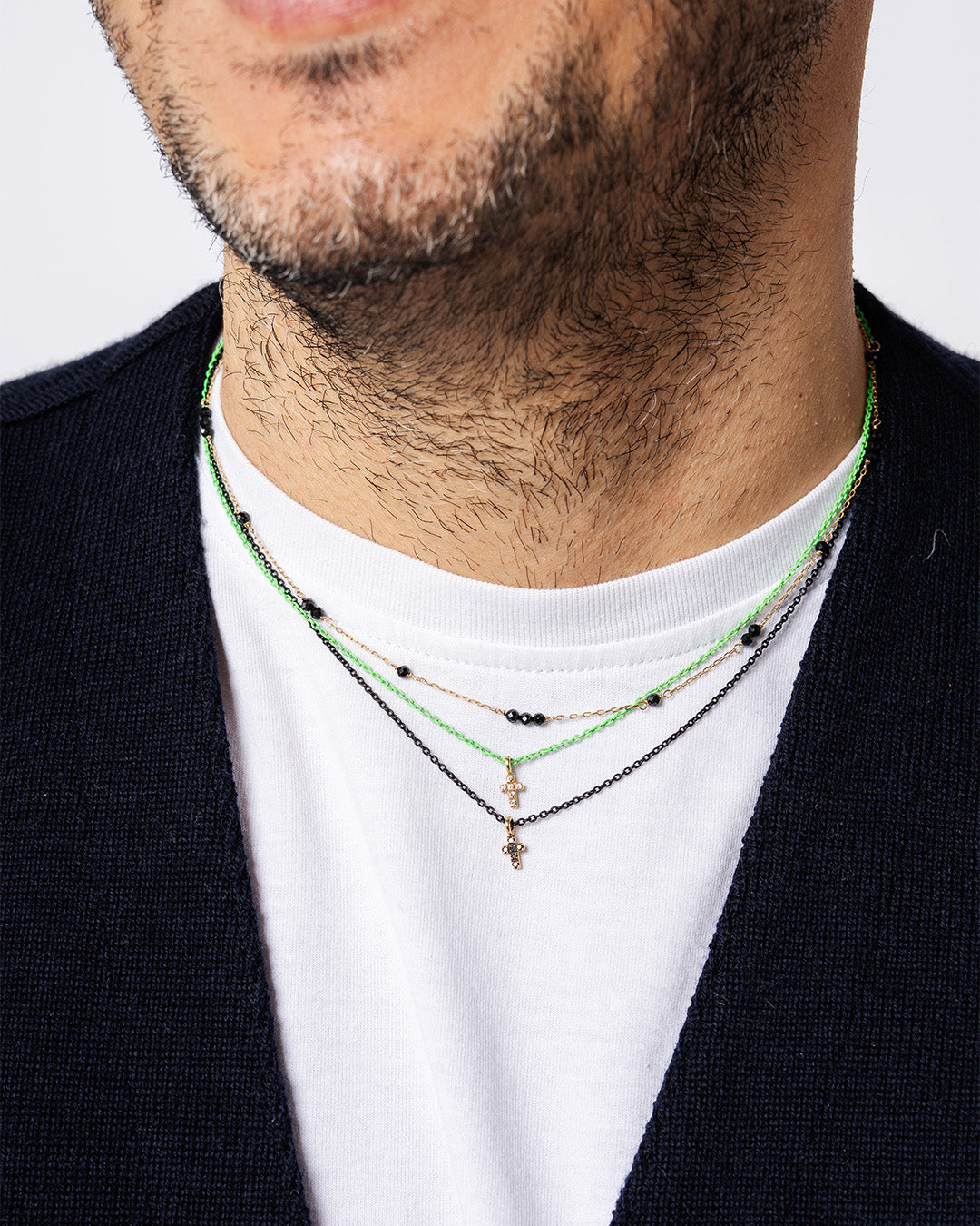 Collana Uomo Mendes Con Ciondolo Porta Auricolare – Nero, Catena 60 Cm In Acciaio Inox, Pratica E Moderna, Idea Regalo