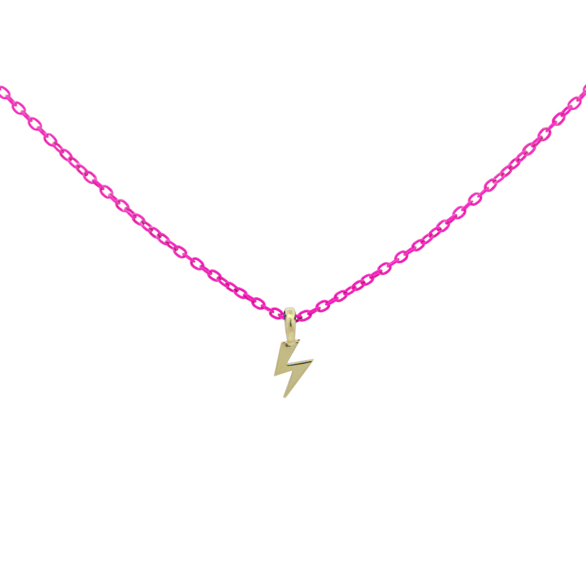 Collana con ciondolo a forma di fulmine in oro rosa 10K con zirconi cubici