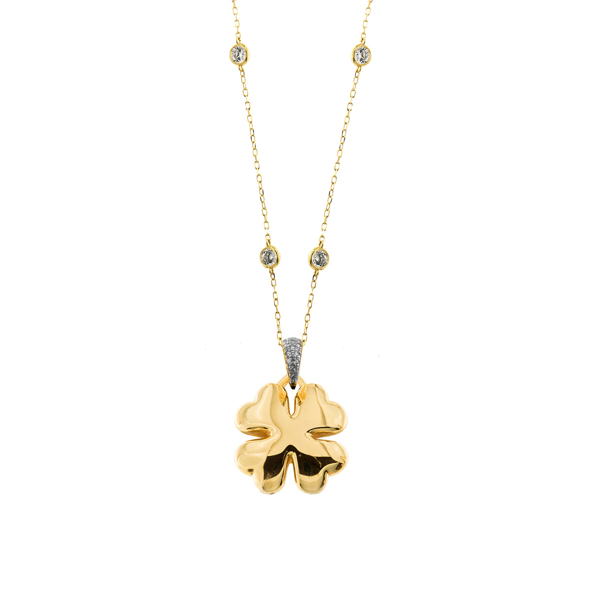 Collana Time Road Trifoglio In Oro 9k (375 Ml) – Donna – Gioiello Di Alta Qualità Con Confezione Originale E Garanzia 2 Anni