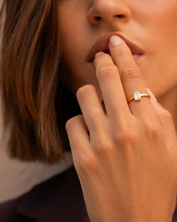 Anello Solitarie Emerald Cut