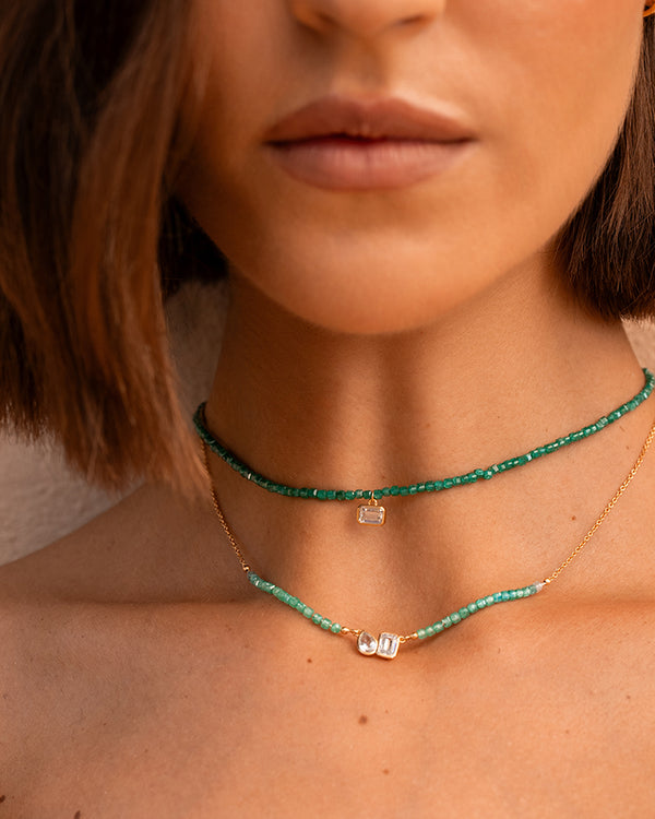 Girocollo Pietre Single Emerald Cut