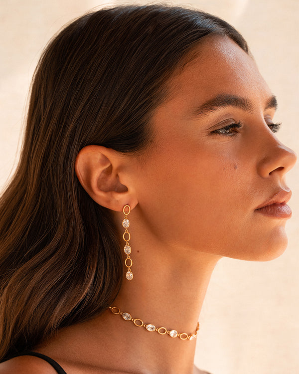 Oval Cut Drop Earrings