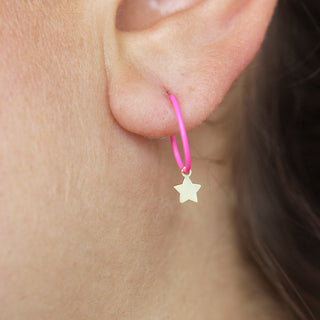 Single earring with Star and painted hoop - ORO18KT