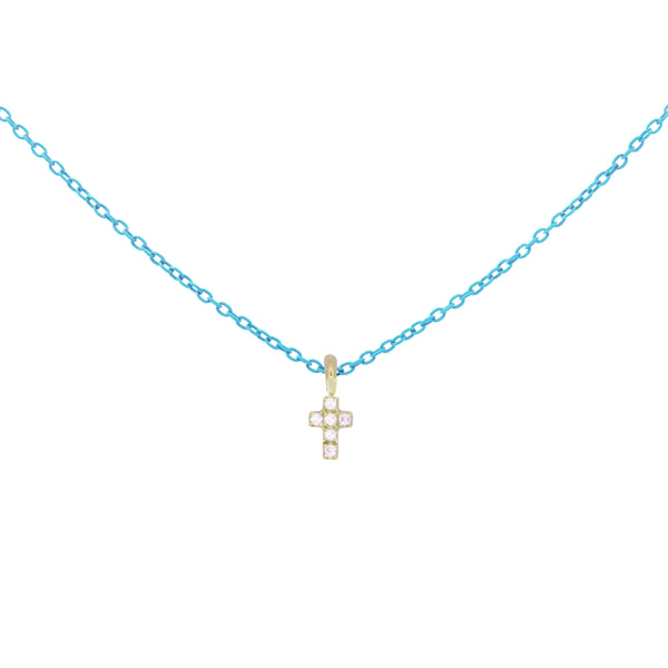 Choker with Cross painted chain and Lab Grown Diamond - ORO 18KT