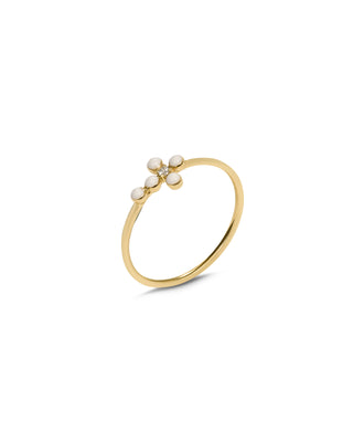 Anello fedina Corce smaltata e diamante lab-grown - ORO18KT