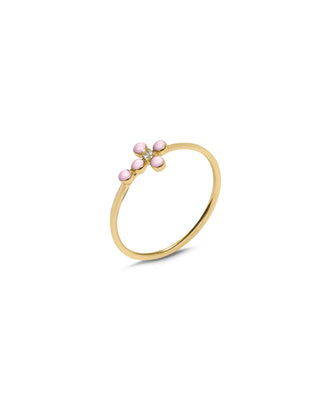 Anello fedina Corce smaltata e diamante lab-grown - ORO18KT