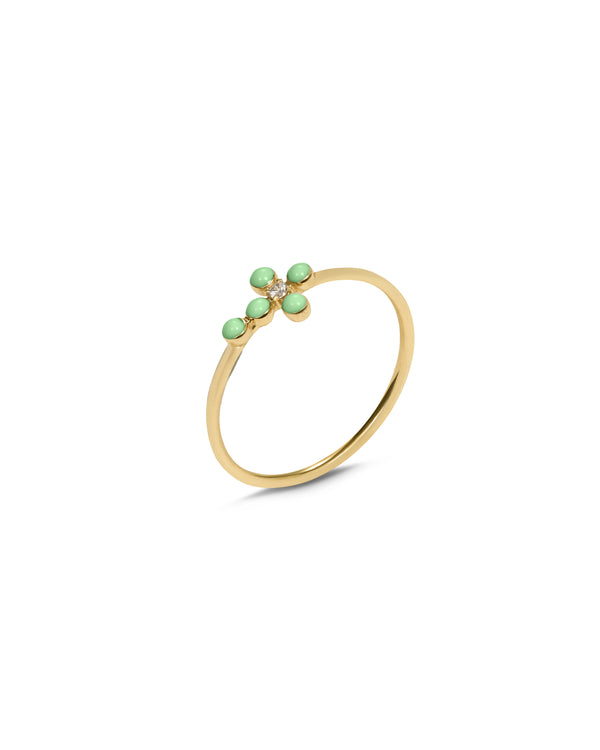 Anello fedina Corce smaltata e diamante lab-grown - ORO18KT