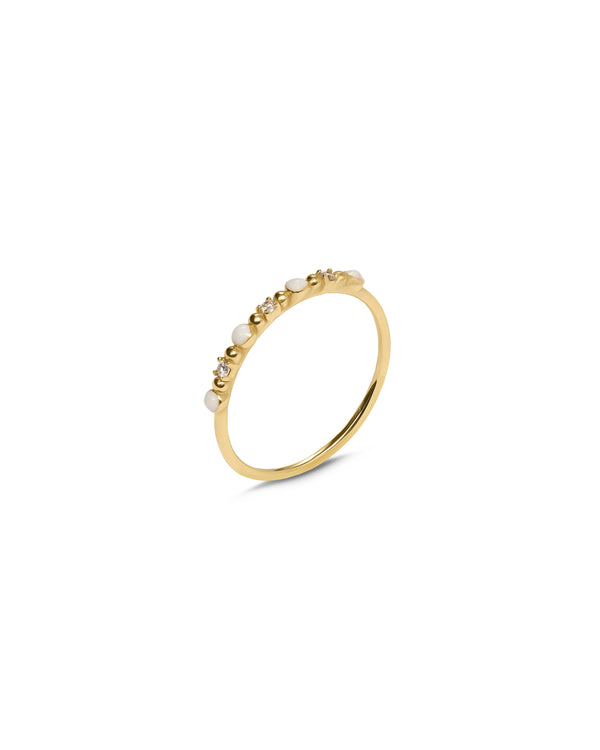 Anello veretta smalto e dimanti lab-grown - ORO18KT