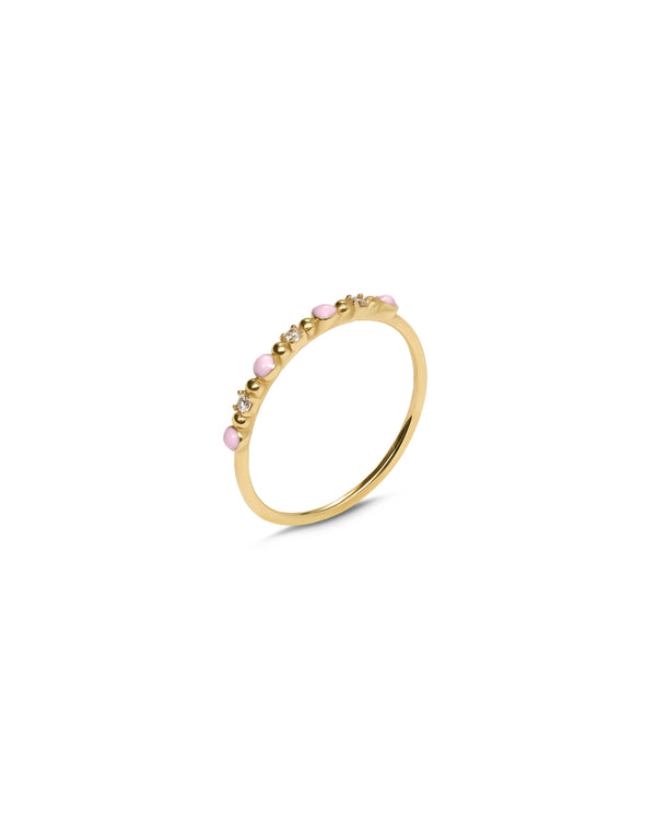 Anillo de diamantes y esmalte cultivados en laboratorio - ORO DE 18 quilates