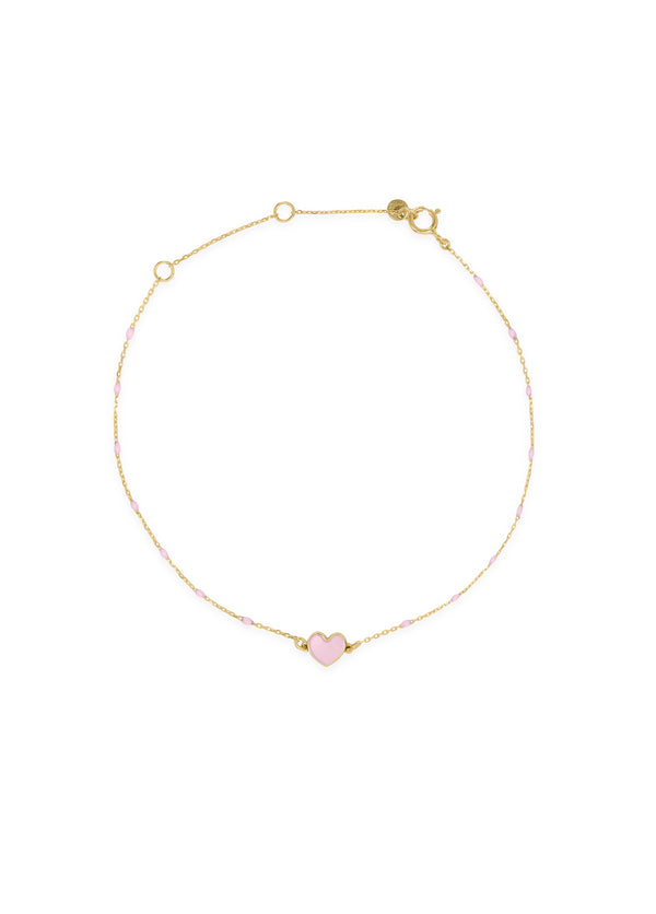 Bracciale cuore smaltato e catena semino smaltato - ORO18KT