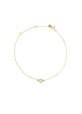 Bracciale cuore smaltato e catena semino smaltato - ORO18KT