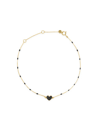 Bracciale cuore smaltato e catena semino smaltato - ORO18KT