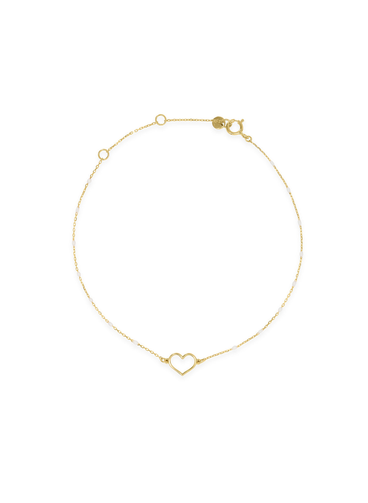 Bracciale cuore traforato e catena semino smaltato - ORO18KT