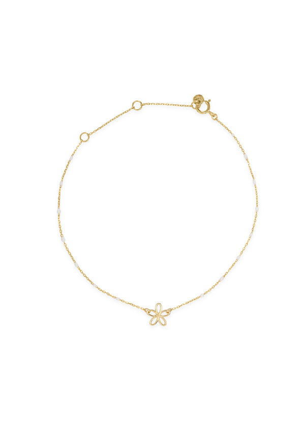 Openwork flower bracelet and enameled seed chain - GOLD18KT