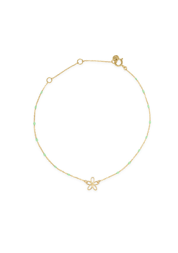 Openwork flower bracelet and enameled seed chain - GOLD18KT