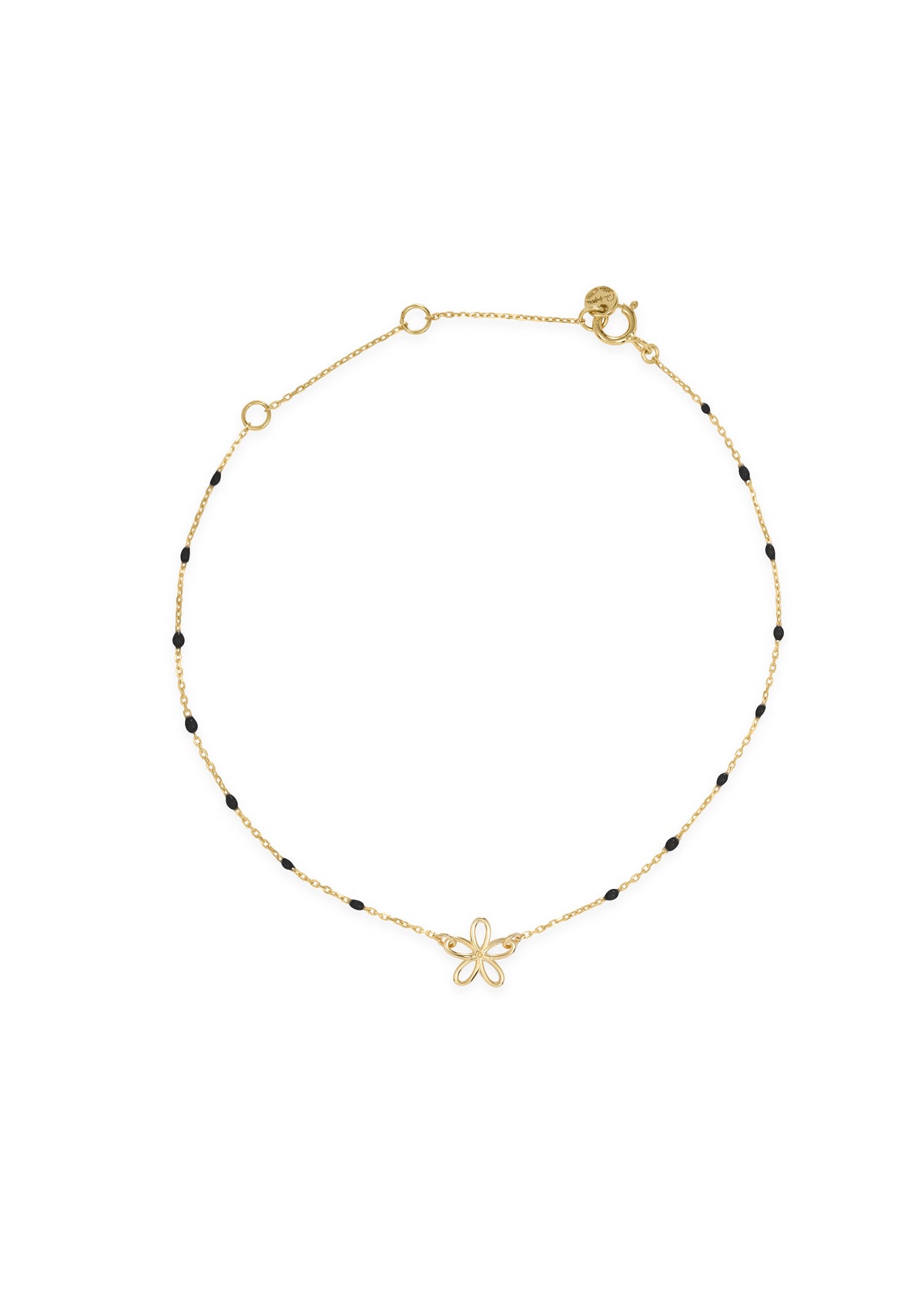 Bracciale fiore traforato e catena semino smaltato - ORO18KT