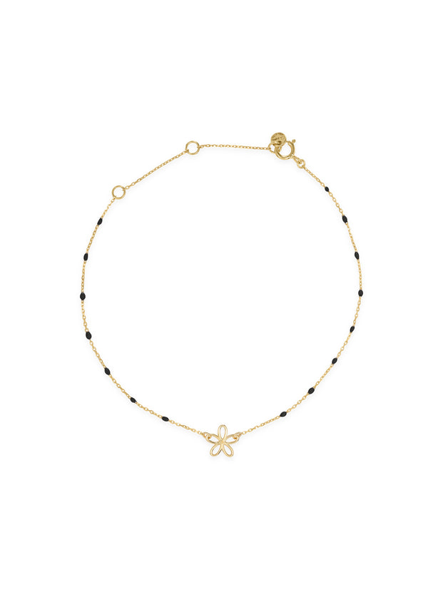 Openwork flower bracelet and enameled seed chain - GOLD18KT