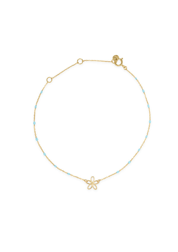 Openwork flower bracelet and enameled seed chain - GOLD18KT