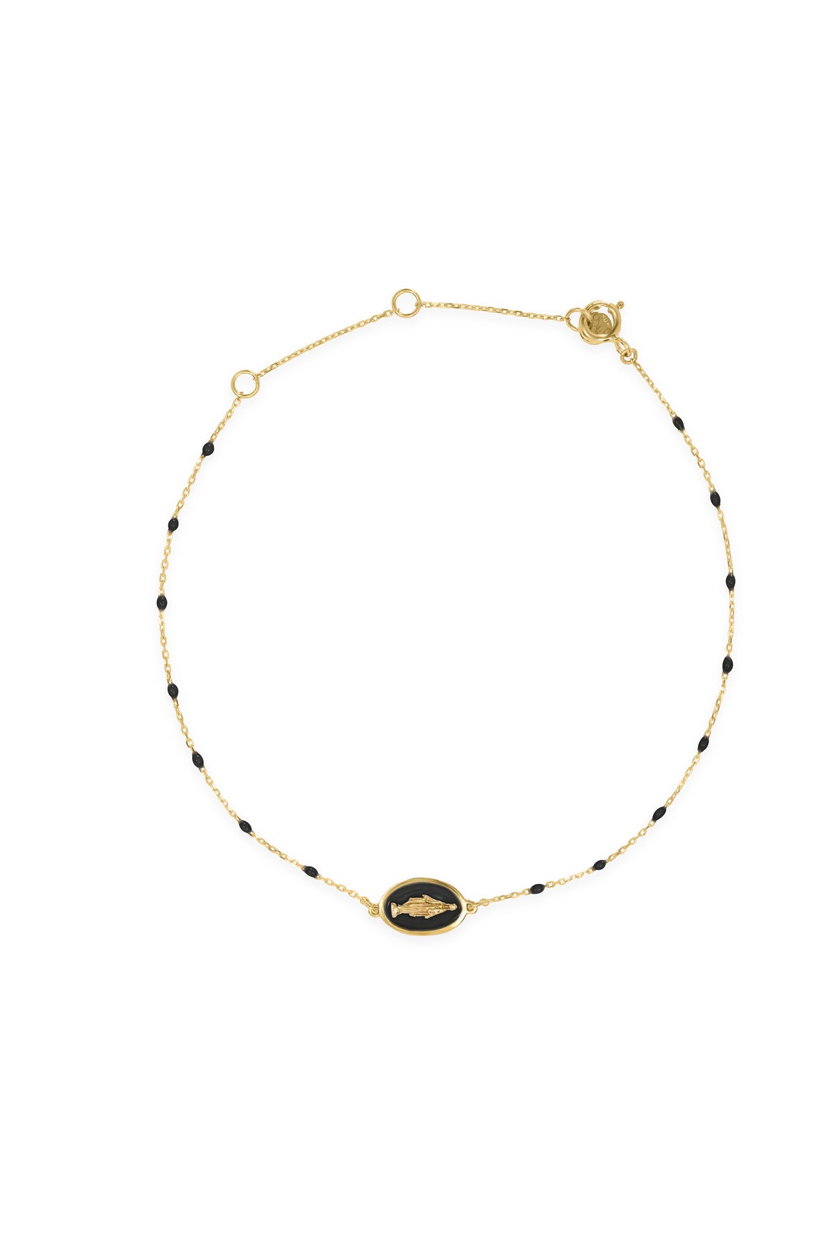 Bracciale Madonna smalto e diamante lab-grown con catena semino smaltato - ORO18KT