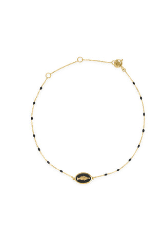 Bracciale Madonna smalto e diamante lab-grown con catena semino smaltato - ORO18KT