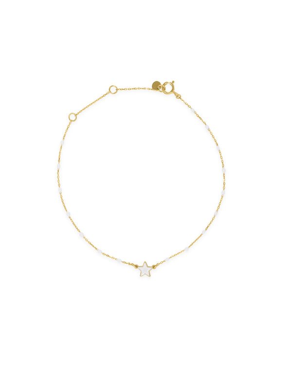 Enamelled star bracelet and enameled seed chain - GOLD18KT