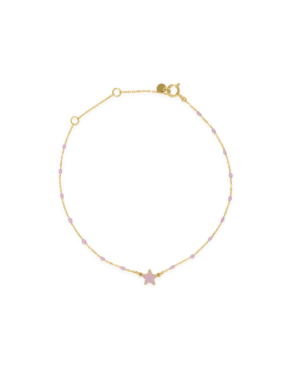 Enamelled star bracelet and enameled seed chain - GOLD18KT