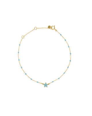 Bracciale stella smaltata e catena semino smaltato - ORO18KT