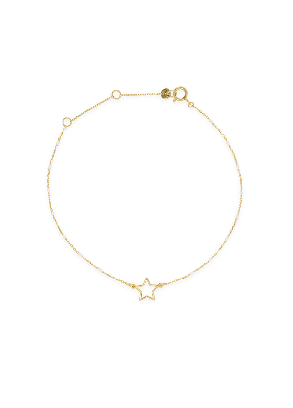 Bracciale stella traforata e catena semino smaltato - ORO18KT