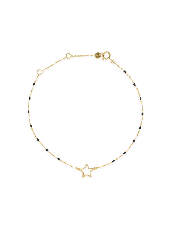 Perforated star bracelet and enameled seed chain - GOLD18KT