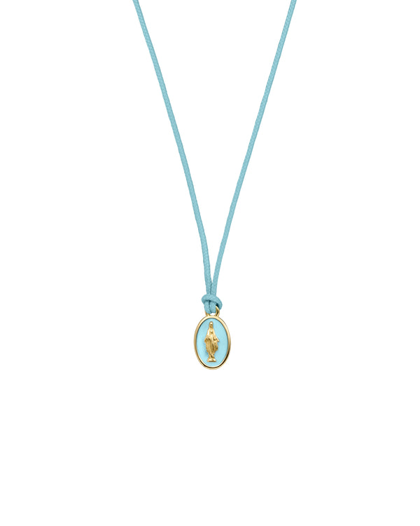 Madonna enamel necklace with fabric - GOLD18KT