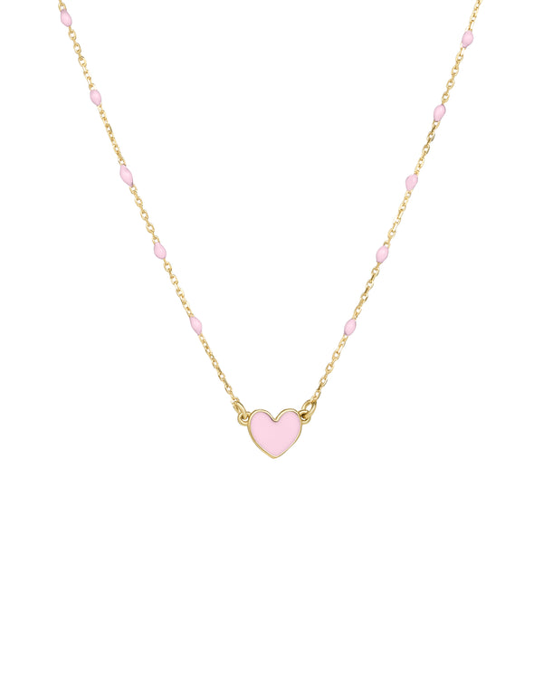 Enamelled heart choker and enameled seed chain - GOLD18KT