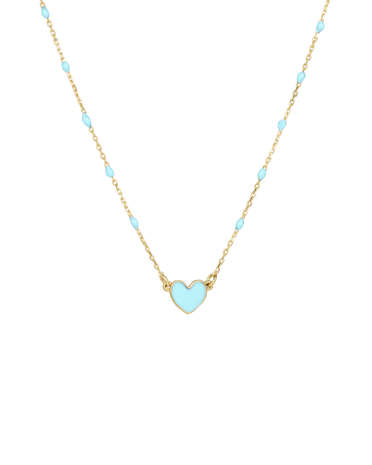 Gargantilla de corazón esmaltado y cadena de semillas esmaltadas - ORO 18KT