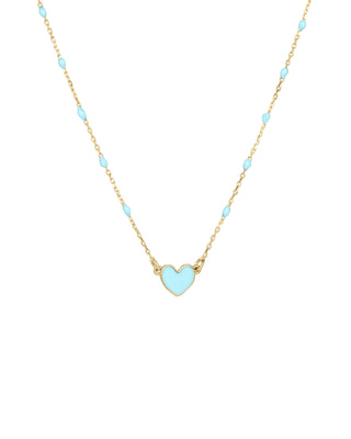 Gargantilla de corazón esmaltado y cadena de semillas esmaltadas - ORO 18KT