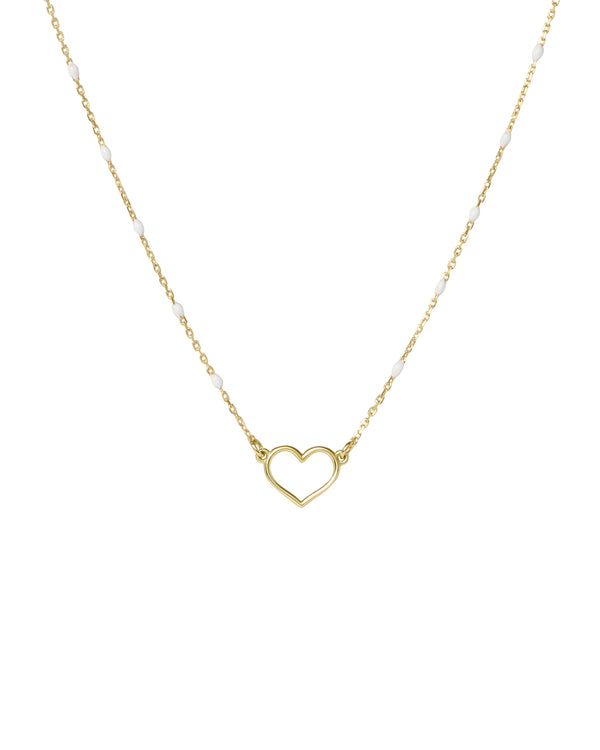 Girocollo cuore traforato e catena semino smaltato - ORO18KT