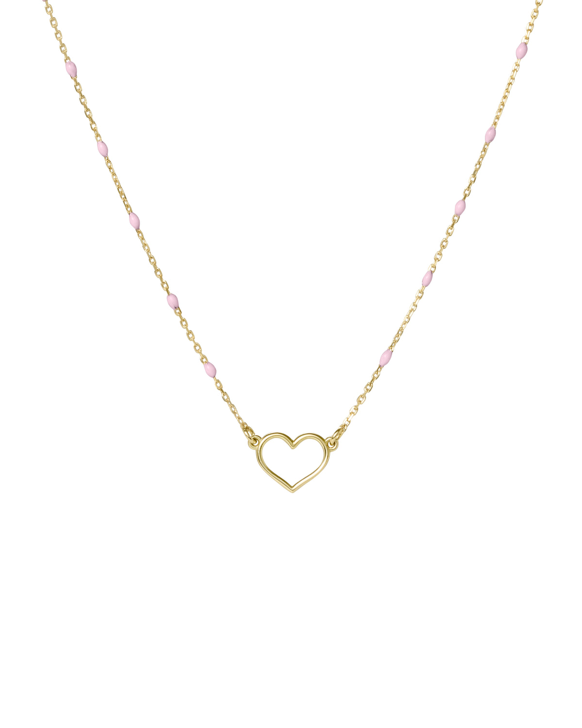 Girocollo cuore traforato e catena semino smaltato - ORO18KT