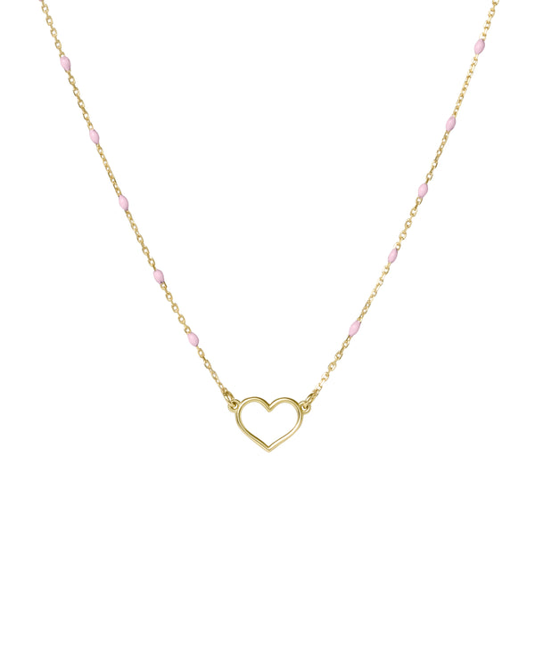 Girocollo cuore traforato e catena semino smaltato - ORO18KT