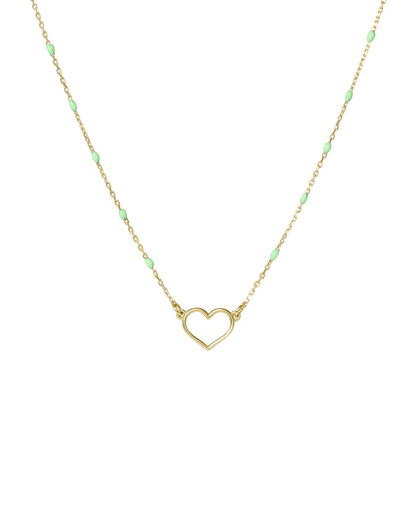 Girocollo cuore traforato e catena semino smaltato - ORO18KT