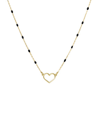 Girocollo cuore traforato e catena semino smaltato - ORO18KT