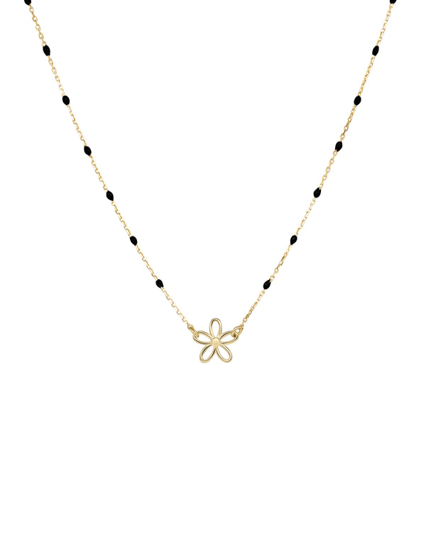 Girocollo fiore traforato e catena semino smaltato - ORO18KT