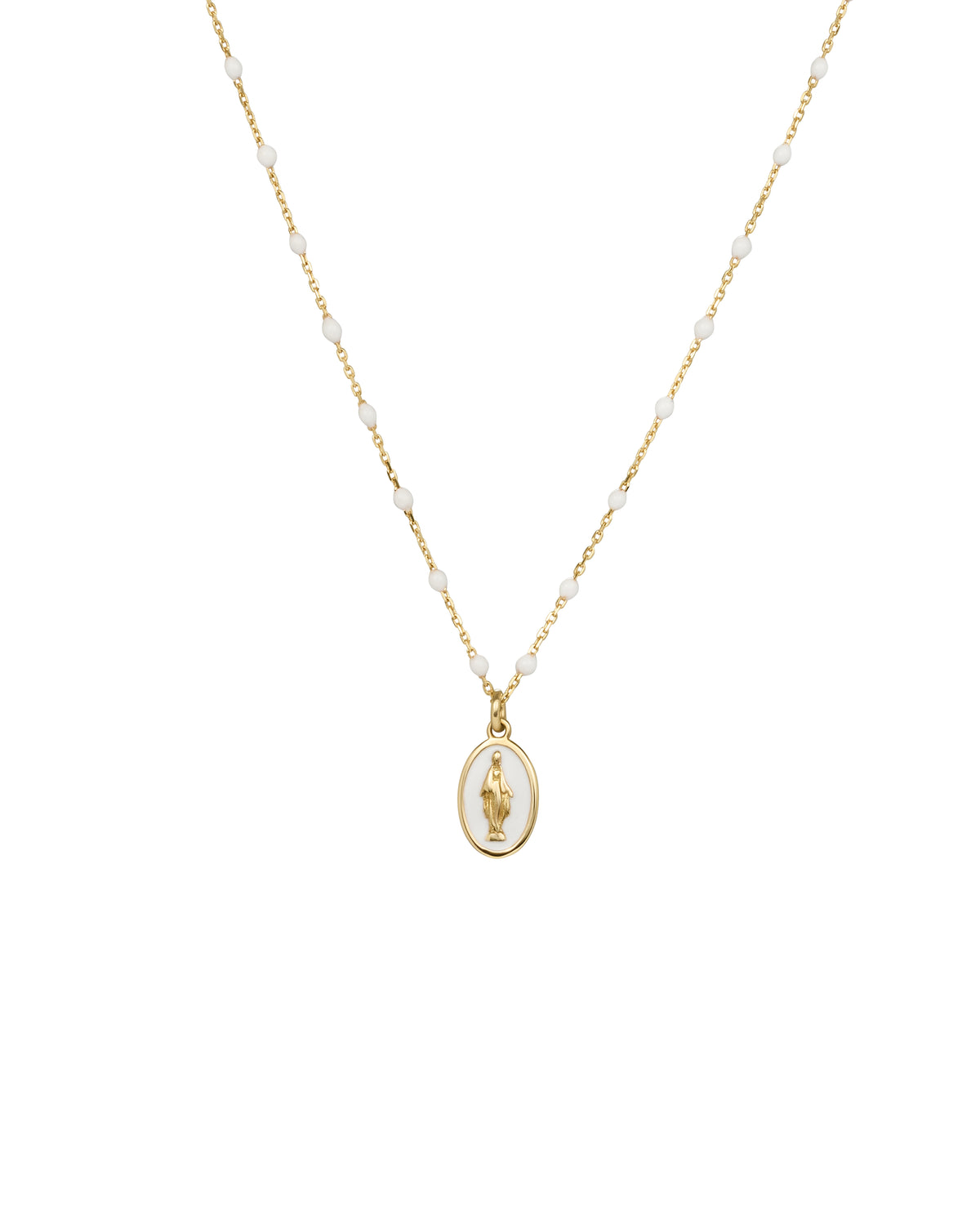 Gargantilla de esmalte Madonna y cadena de semillas esmaltadas - ORO 18KT