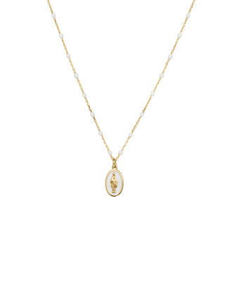 Gargantilla de esmalte Madonna y cadena de semillas esmaltadas - ORO 18KT