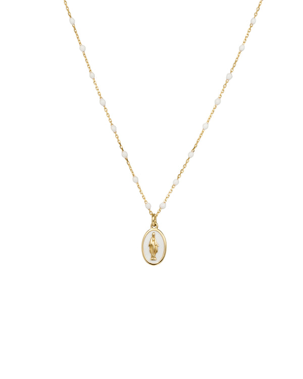Gargantilla de esmalte Madonna y cadena de semillas esmaltadas - ORO 18KT