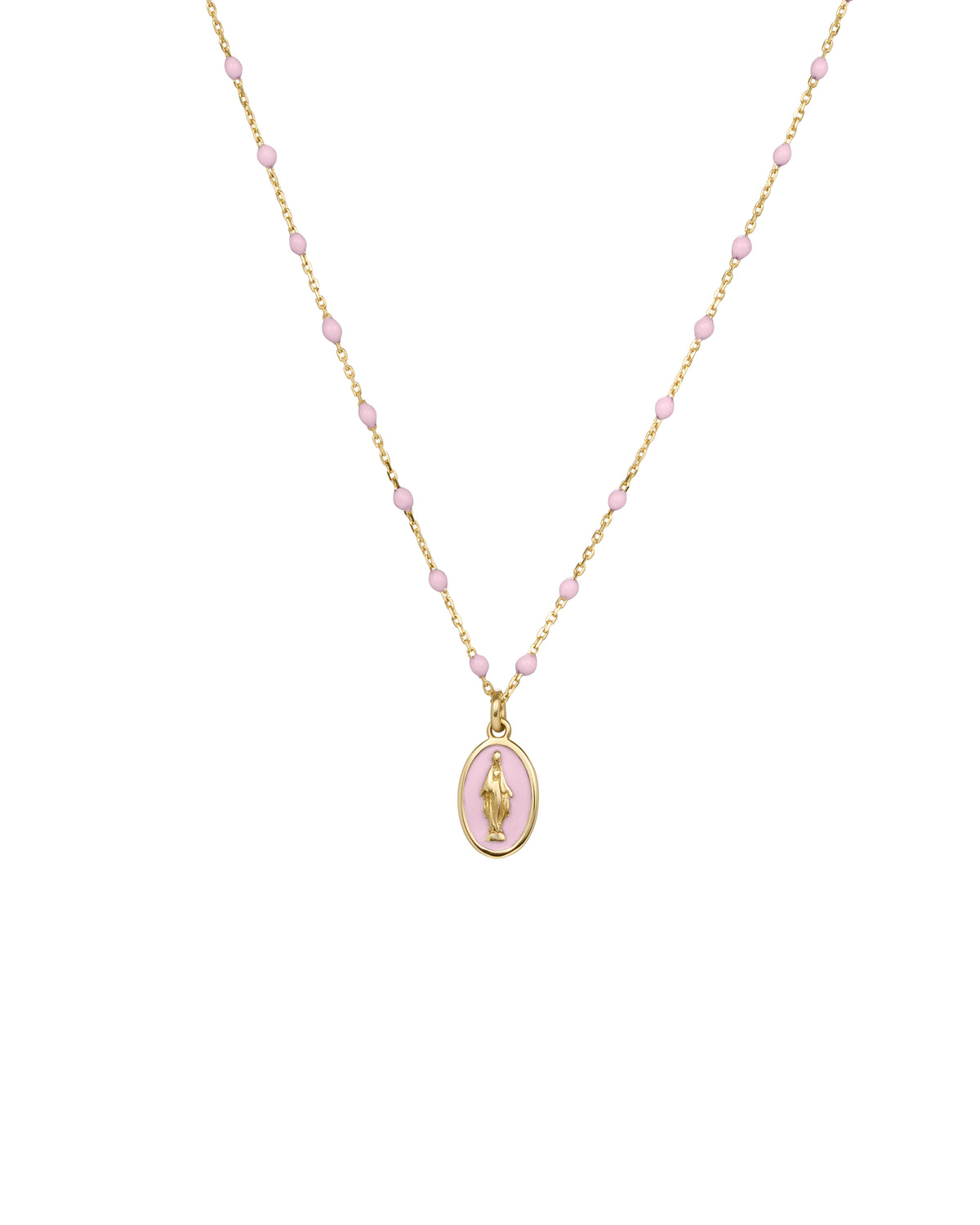 Gargantilla de esmalte Madonna y cadena de semillas esmaltadas - ORO 18KT