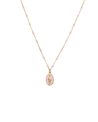 Gargantilla de esmalte Madonna y cadena de semillas esmaltadas - ORO 18KT