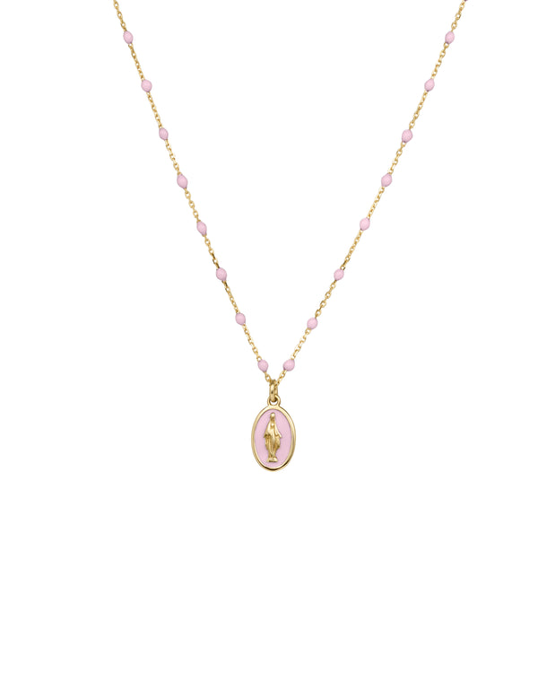 Gargantilla de esmalte Madonna y cadena de semillas esmaltadas - ORO 18KT