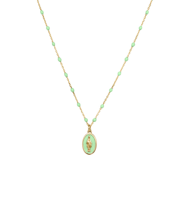 Gargantilla de esmalte Madonna y cadena de semillas esmaltadas - ORO 18KT