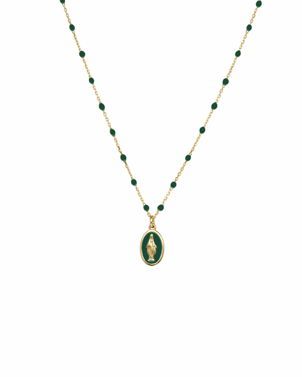 Gargantilla de esmalte Madonna y cadena de semillas esmaltadas - ORO 18KT