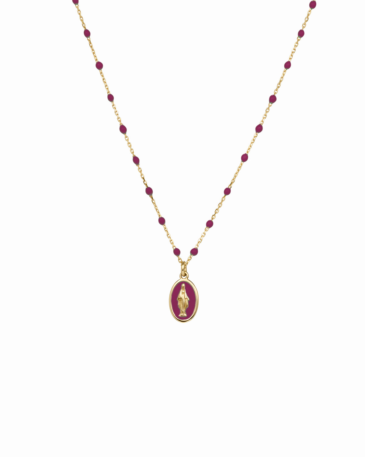 Girocollo Madonna smalto e catena semino smaltato - ORO18KT