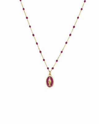 Girocollo Madonna smalto e catena semino smaltato - ORO18KT