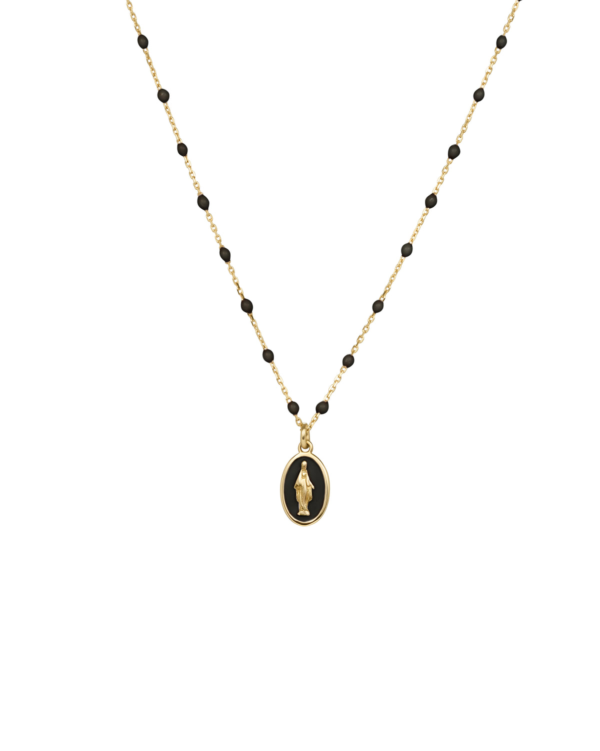 Gargantilla de esmalte Madonna y cadena de semillas esmaltadas - ORO 18KT